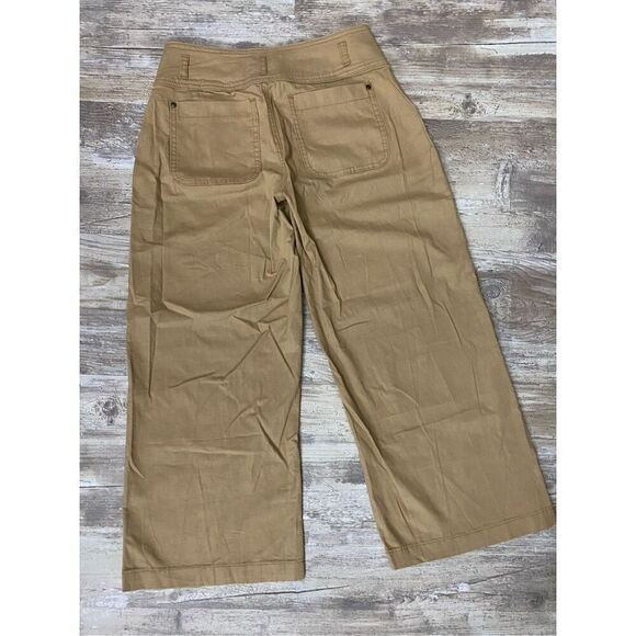Flamingo Khaki Pants Wide Leg Crop Stretch Tan Women’s Sz M - Picture 3 of 9